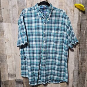 Pendleton Oceanside Blue Plaid Short Sleeve Button Up Shirt